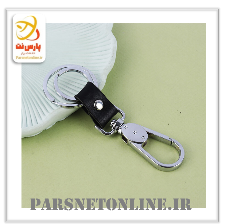 جاکلیدی فلزی چرمی طرح گیره دسته دار کد 6060