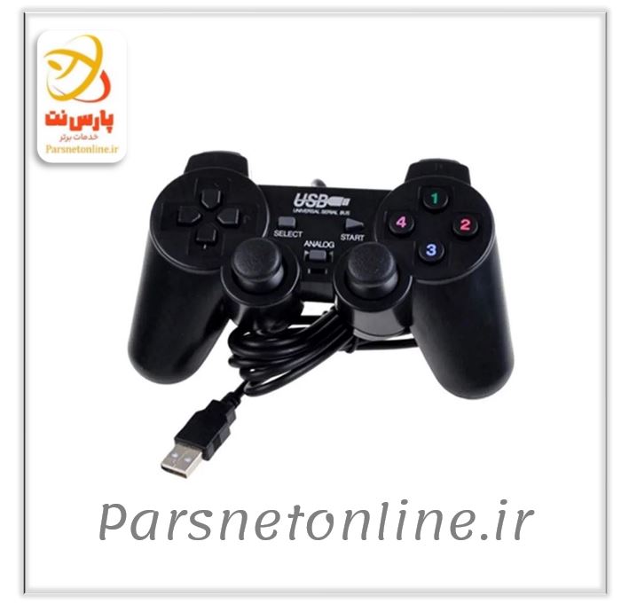 دسته بازی سیم دار تک شوکدار ساده مدل USB-208