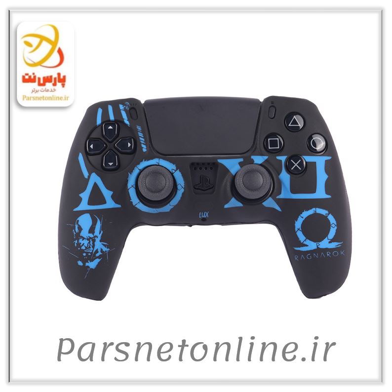 روکش دسته بازی PS5 طرح God Of War Ragnarok زمینه آبی مشکی