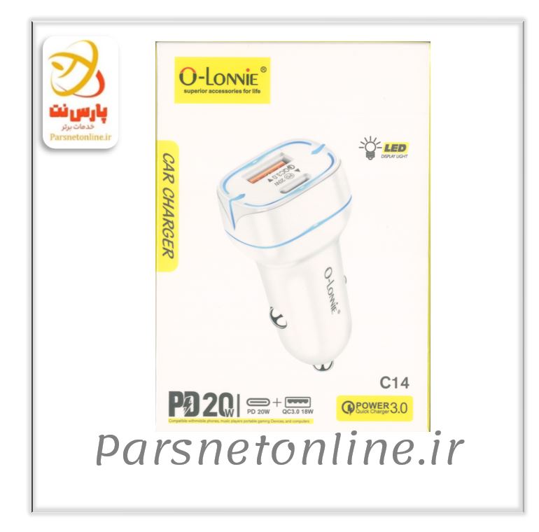 شارژر فندکی فست شارژر 20 وات O-LONNiE C14