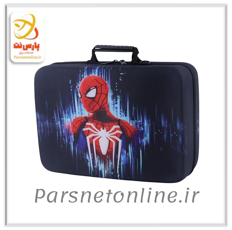 کیف کنسول بازی PS5 Slim طرح Spider Man کد 19 + نگهدارنده هدست
