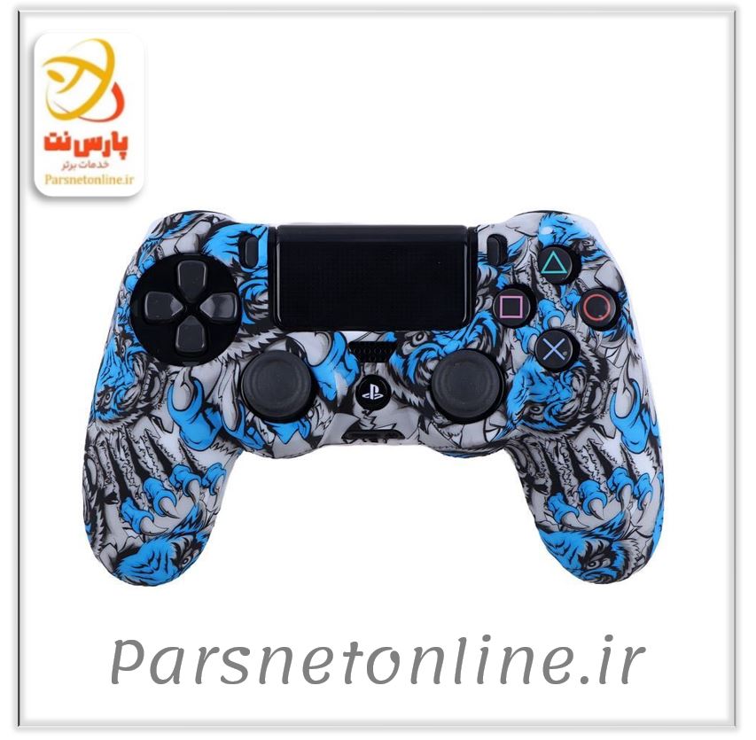 روکش دسته بازی PS4 طرح ببر زمینه طوسی آبی