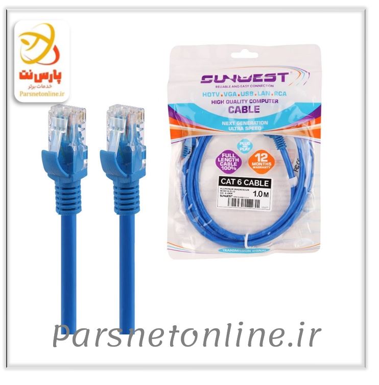 کابل شبکه Cat6 سان وست طول 1 متر